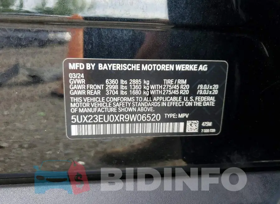 5UX23EU0XR9W06520 Photo# 13