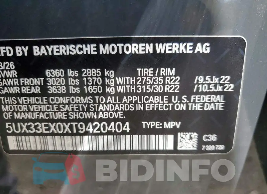 5UX33EX0XT9420404 Photo# 12
