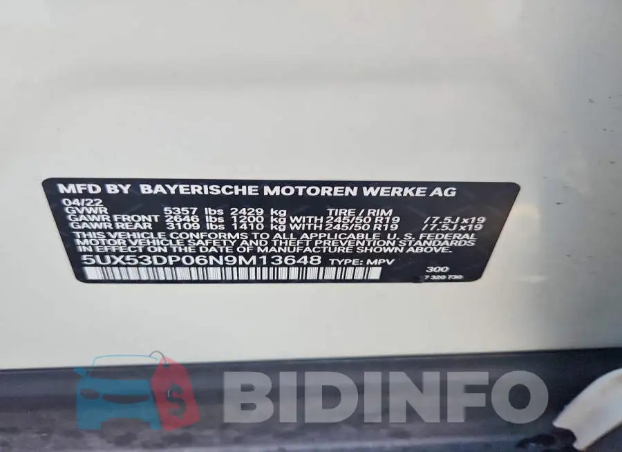 5UX53DP06N9M13648 Photo# 14