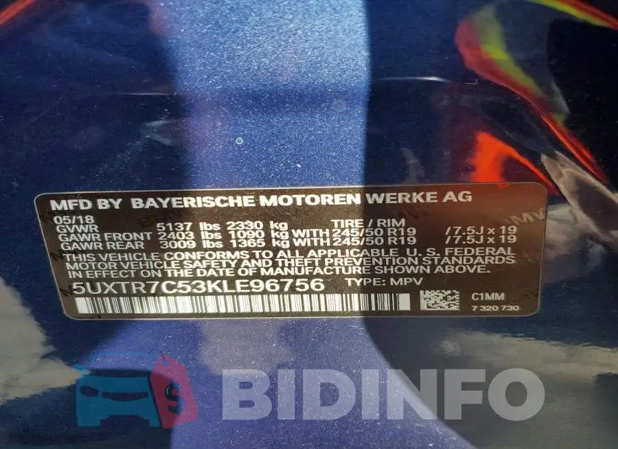 5UXTR7C53KLE96756 Photo# 14