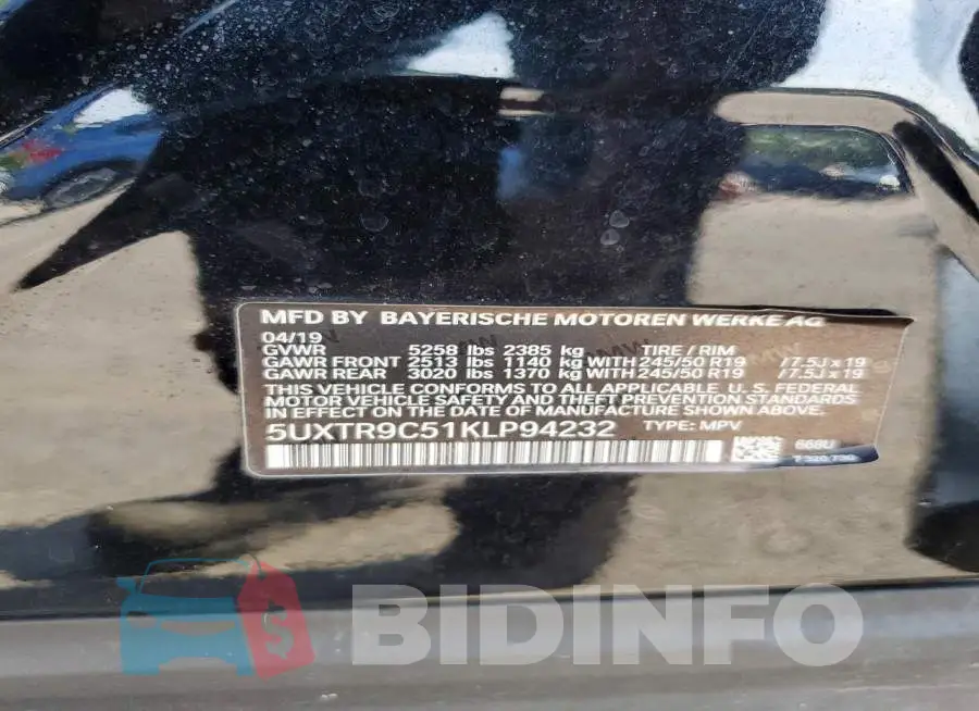 5UXTR9C51KLP94232 Photo# 12