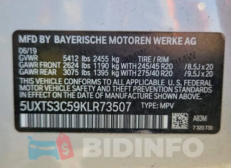 5UXTS3C59KLR73507 Photo# 14
