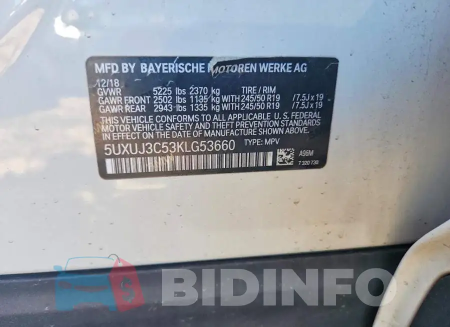 5UXUJ3C53KLG53660 Photo# 12