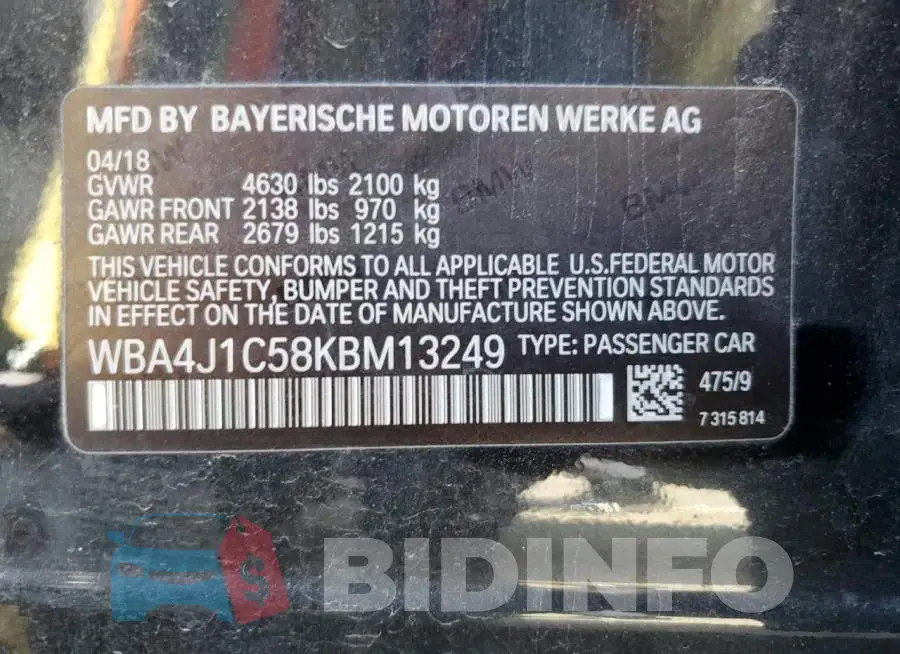 WBA4J1C58KBM13249 Photo# 12