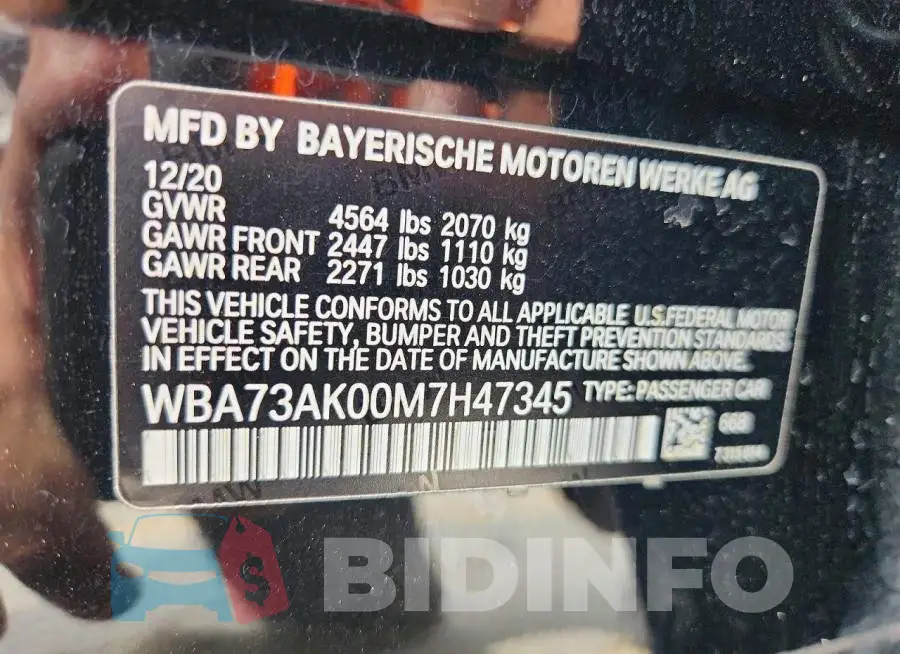 WBA73AK00M7H47345 Photo# 12