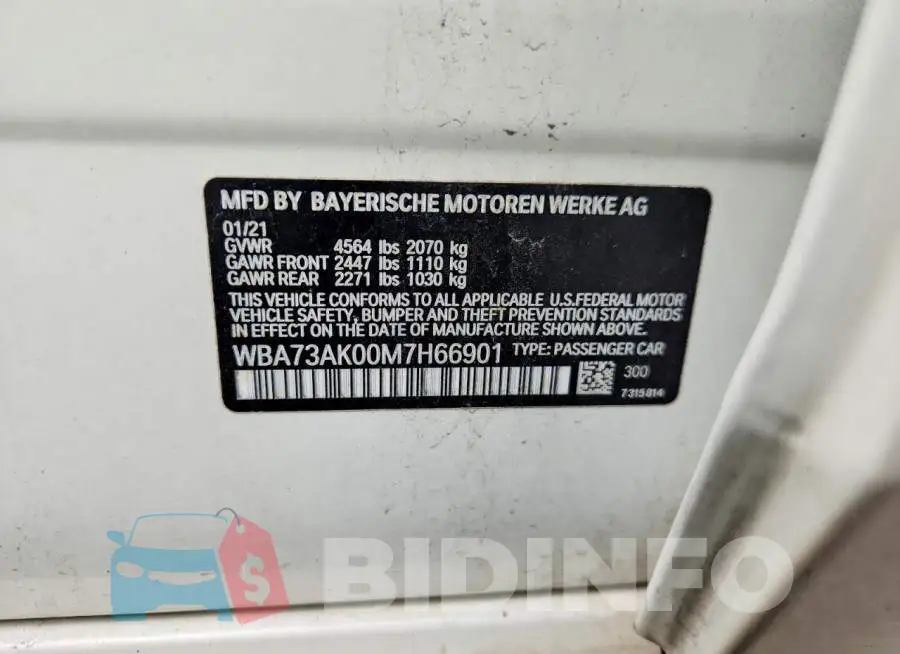 WBA73AK00M7H66901 Photo# 12