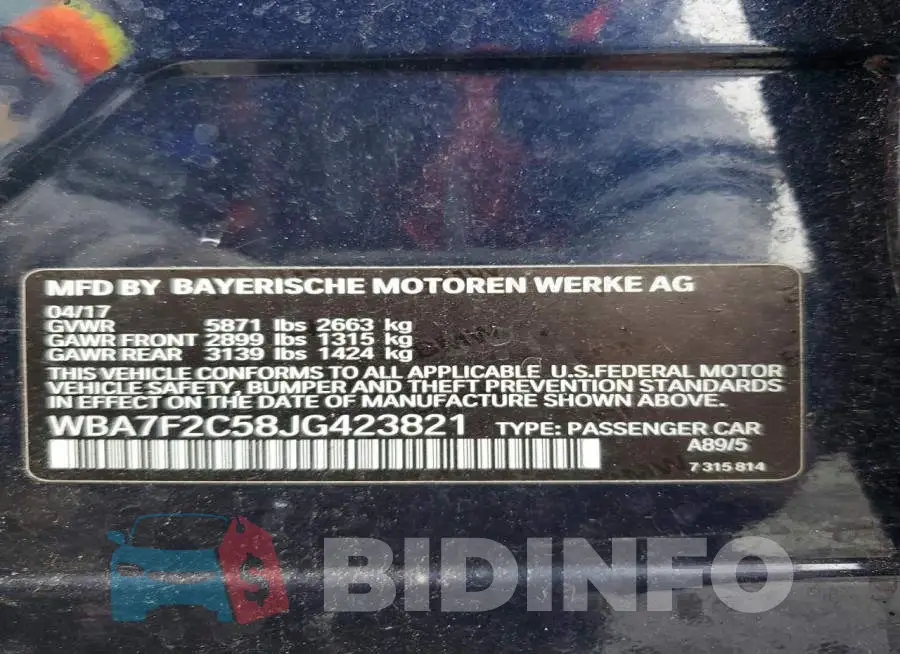 WBA7F2C58JG423821 Photo# 13