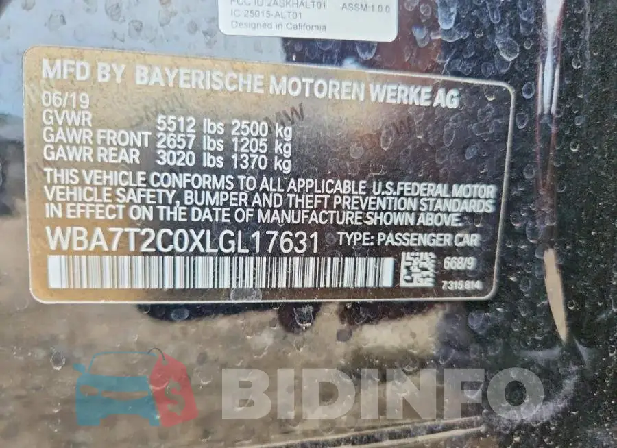 WBA7T2C0XLGL17631 Photo# 12