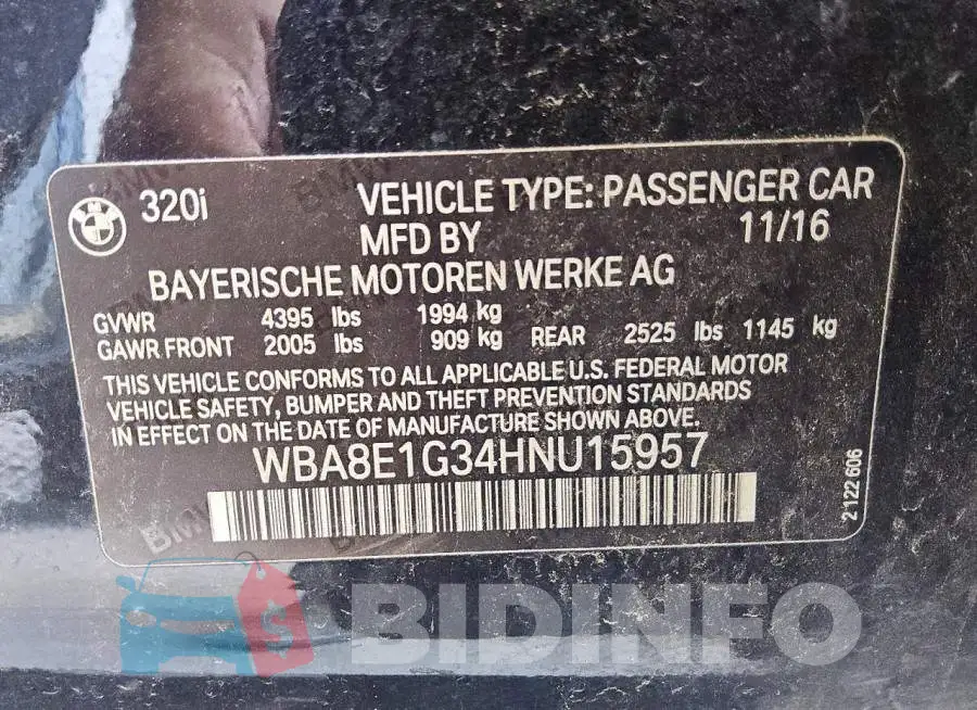 WBA8E1G34HNU15957 Photo# 12