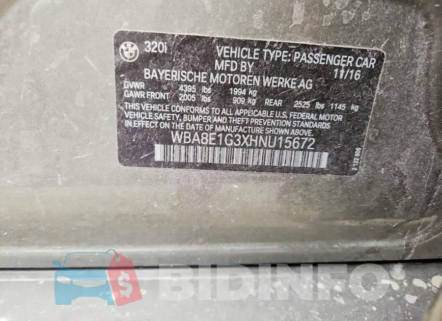 WBA8E1G3XHNU15672 Photo# 13