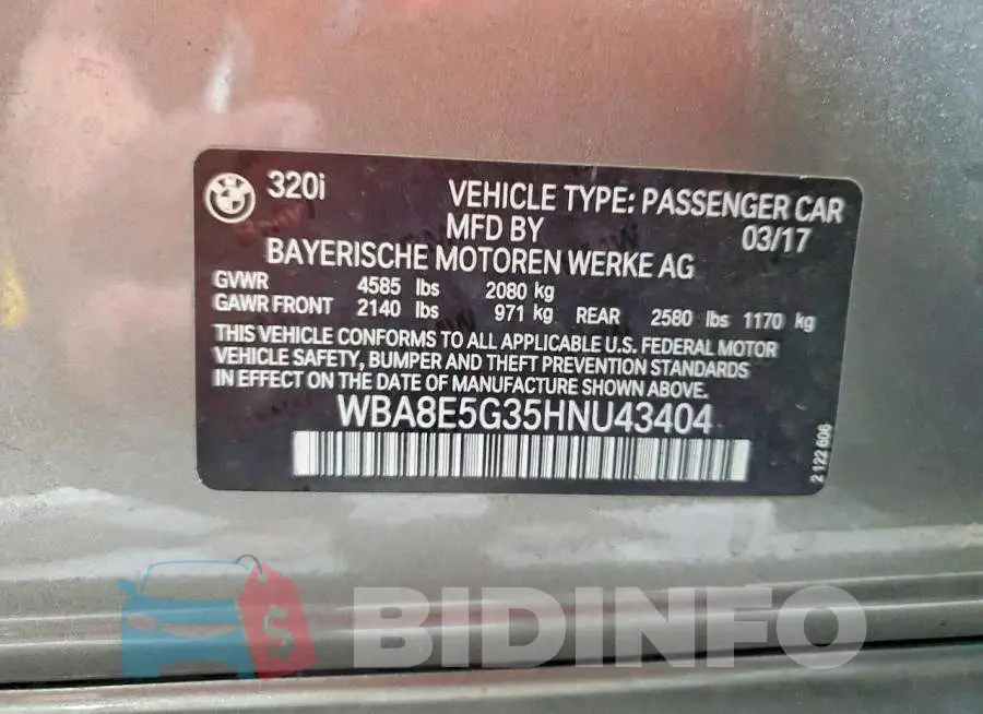 WBA8E5G35HNU43404 Photo# 12