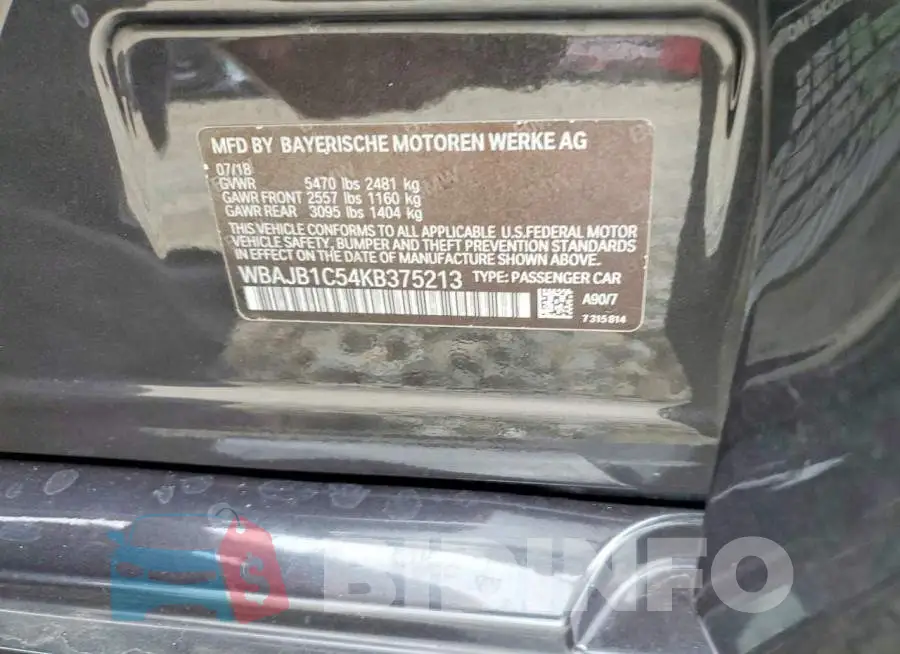 WBAJB1C54KB375213 Photo# 12