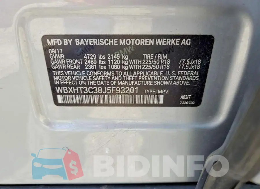 WBXHT3C38J5F93201 Photo# 13