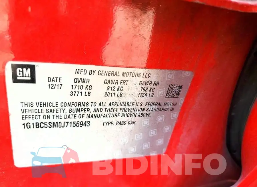 1G1BC5SM0J7156943 Photo# 12