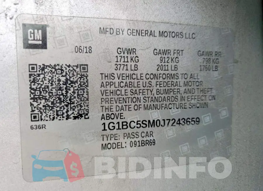 1G1BC5SM0J7243659 Photo# 12