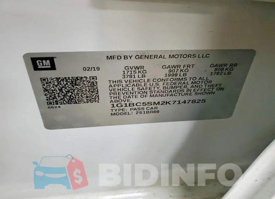 1G1BC5SM2K7147825 Photo# 12