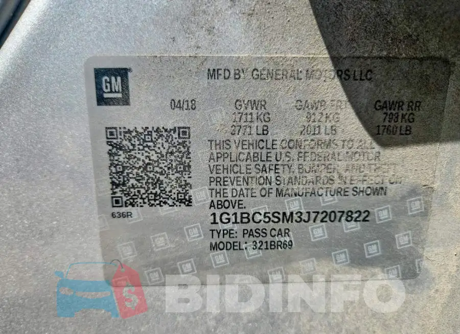 1G1BC5SM3J7207822 Photo# 12