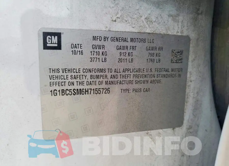 1G1BC5SM6H7155726 Photo# 13