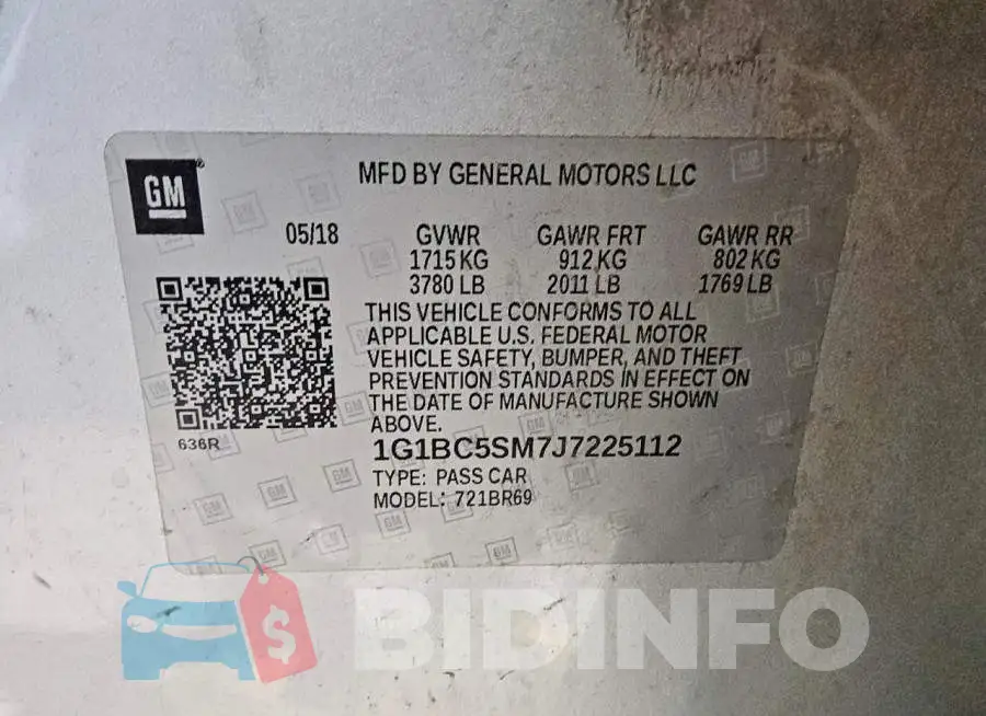1G1BC5SM7J7225112 Photo# 12