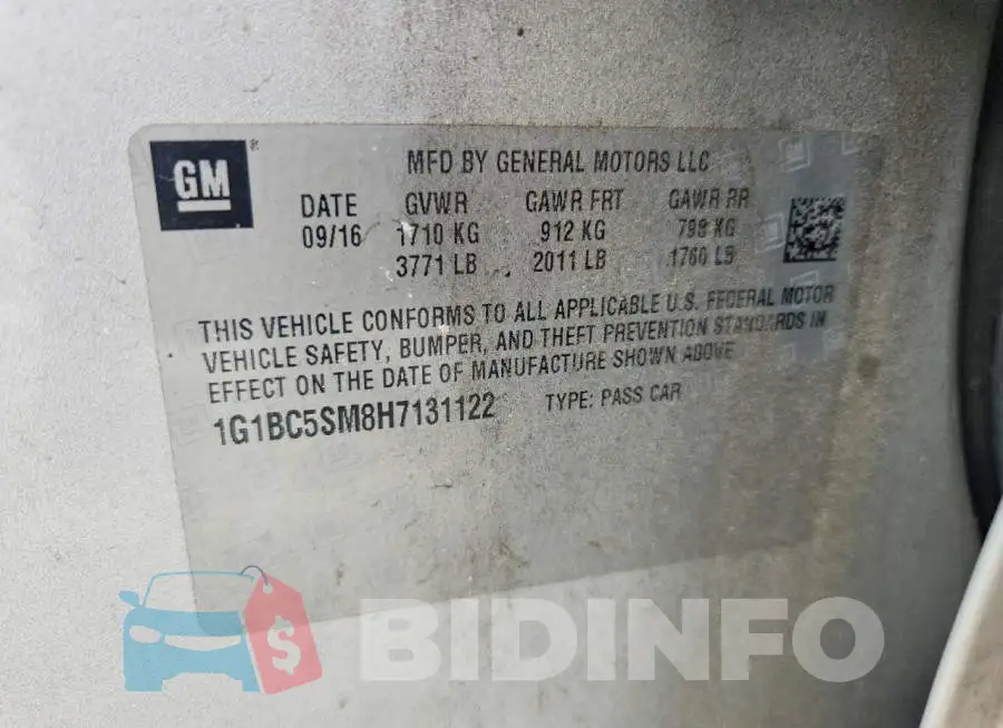 1G1BC5SM8H7131122 Photo# 12