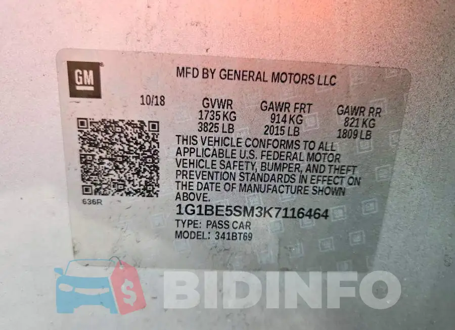 1G1BE5SM3K7116464 Photo# 12