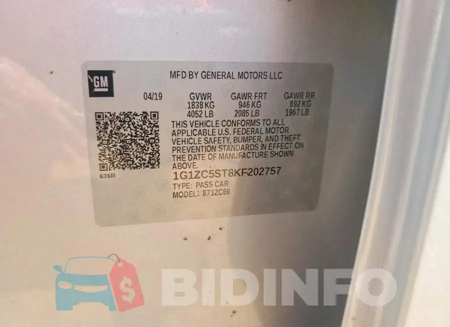 1G1ZC5ST8KF202757 Photo# 12