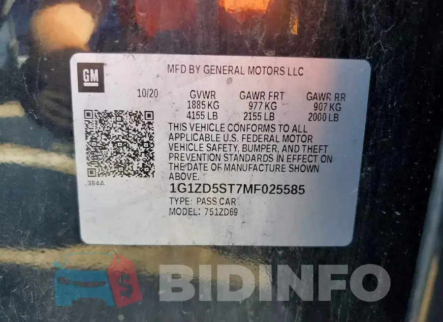 1G1ZD5ST7MF025585 Photo# 12