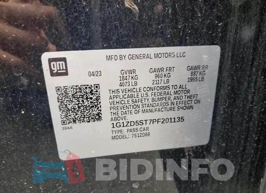 1G1ZD5ST7PF201135 Photo# 13
