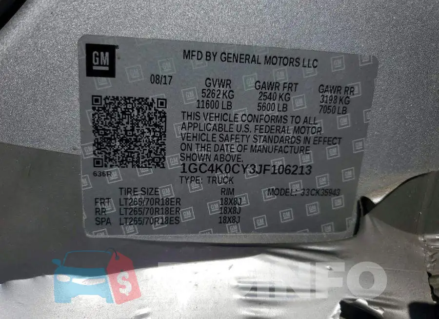 1GC4K0CY3JF106213 Photo# 12