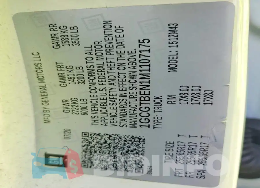 1GCGTBEN1M1107175 Photo# 12