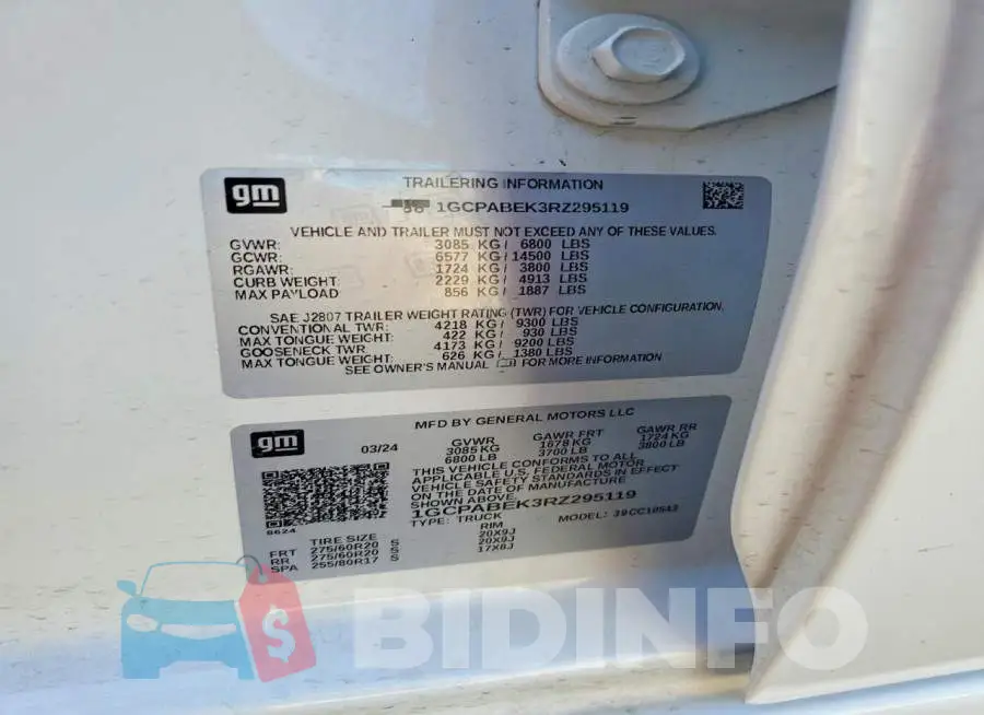 1GCPABEK3RZ295119 Photo# 12