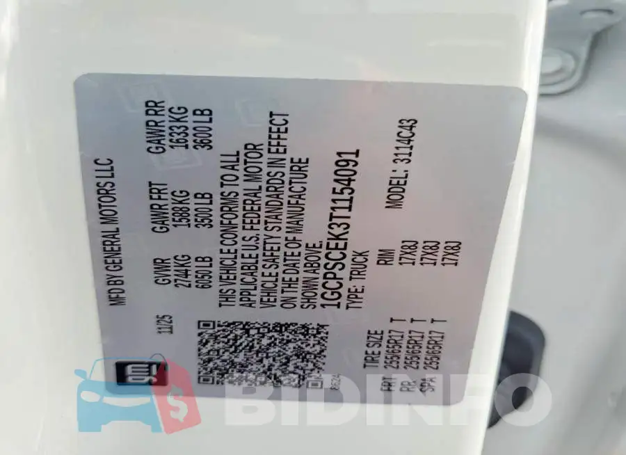 1GCPSCEK3T1154091 Photo# 13