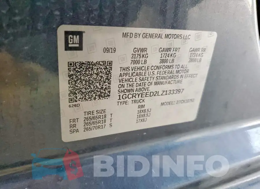1GCRYEED2LZ133397 Photo# 12