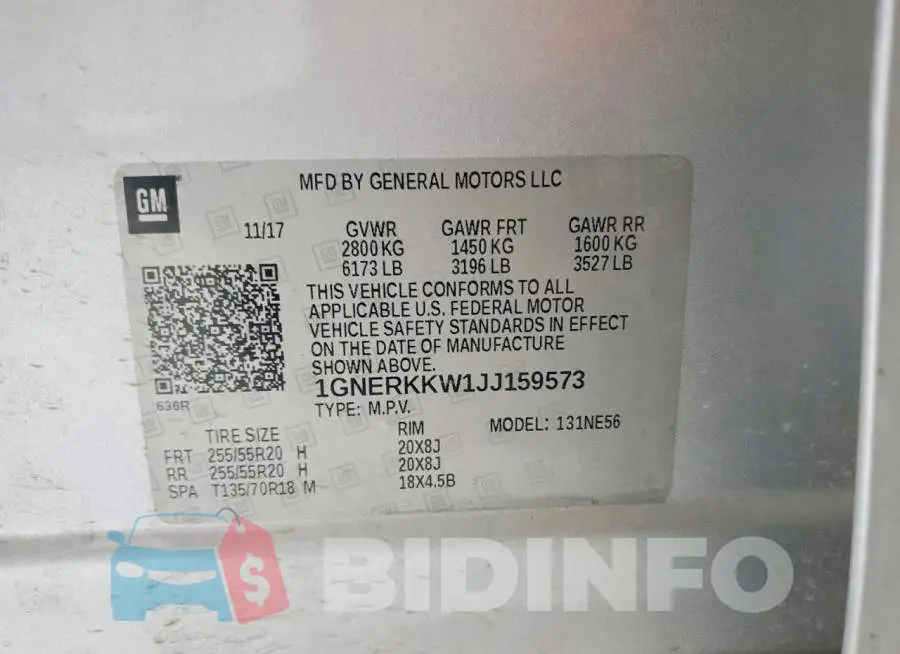 1GNERKKW1JJ159573 Photo# 13