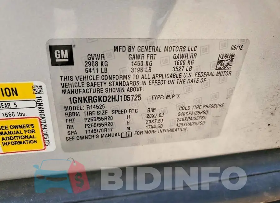 1GNKRGKD2HJ105725 Photo# 12