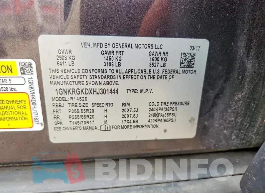 1GNKRGKDXHJ301444 Photo# 13