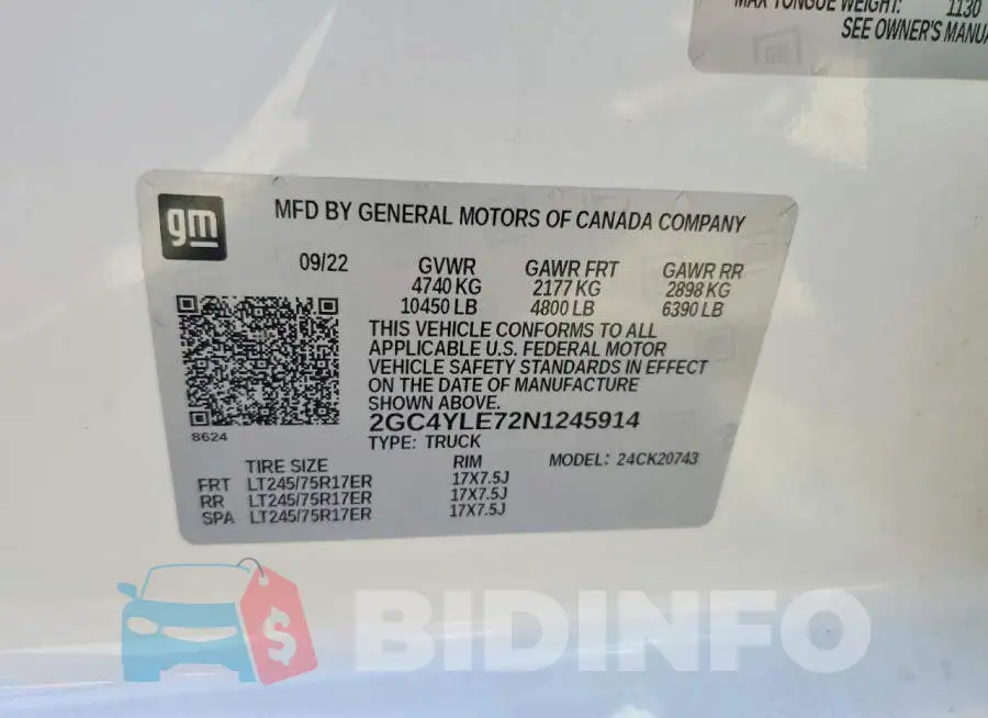 2GC4YLE72N1245914 Photo# 12