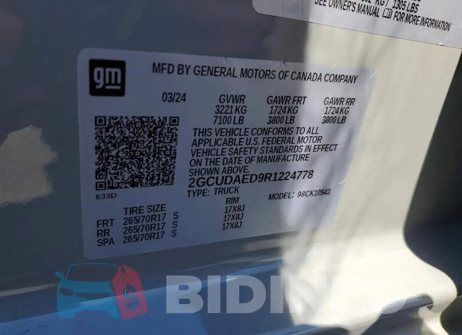 2GCUDAED9R1224778 Photo# 12