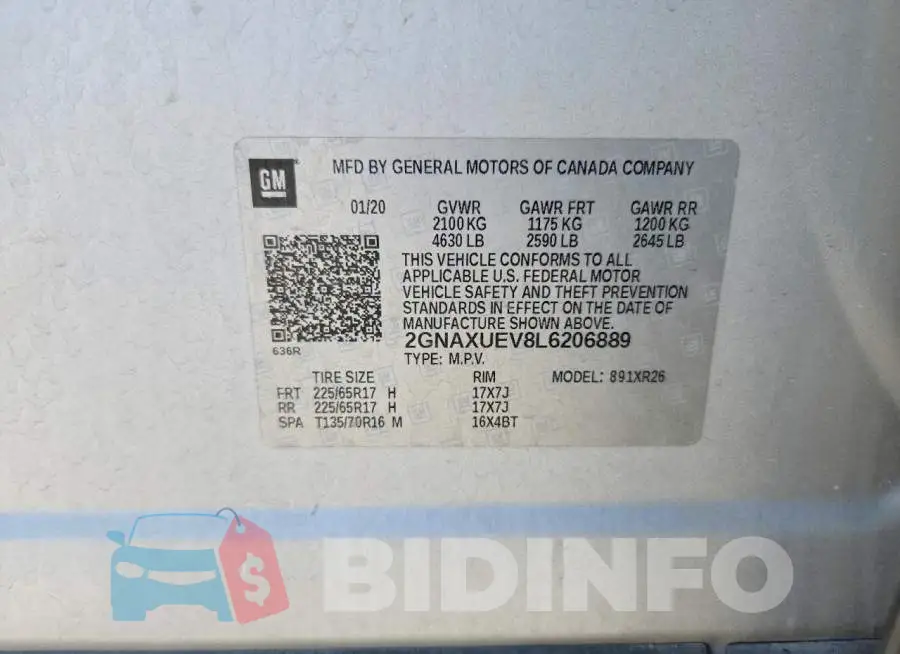 2GNAXUEV8L6206889 Photo# 12