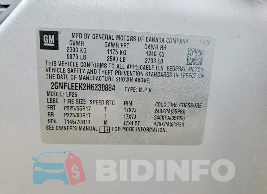 2GNFLEEK2H6230884 Photo# 13