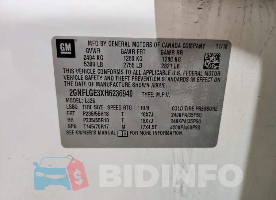 2GNFLGE3XH6236940 Photo# 14