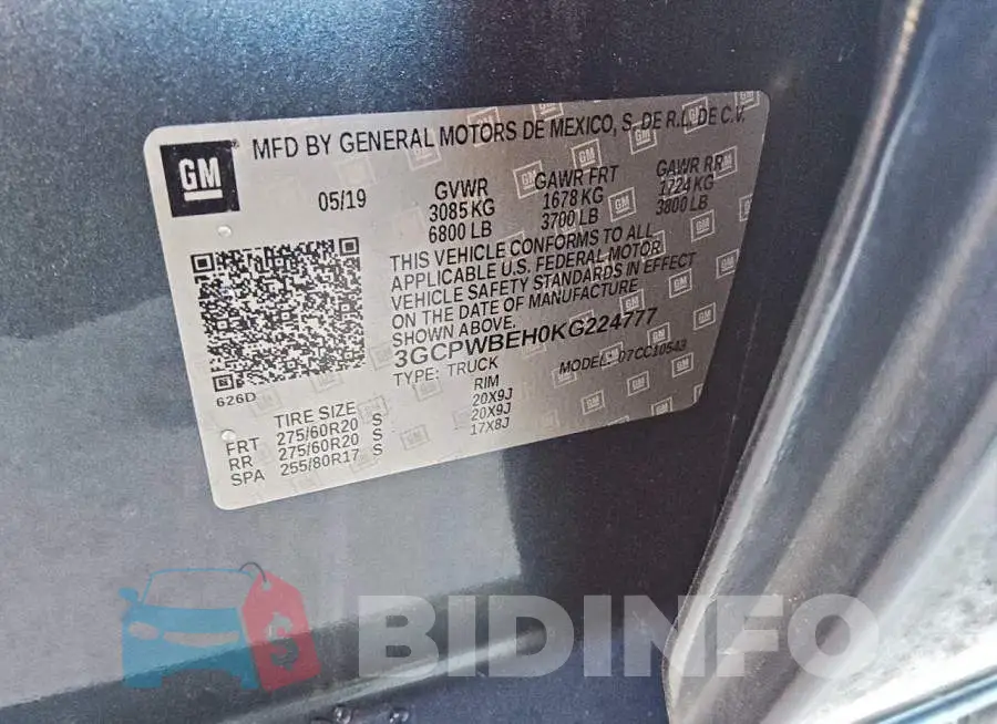 3GCPWBEH0KG224777 Photo# 12