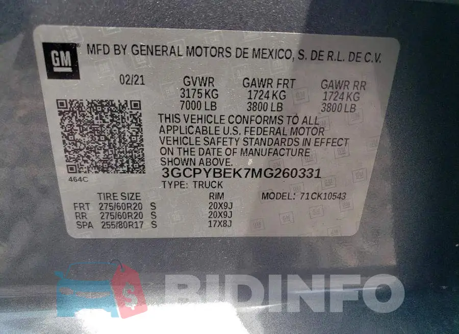 3GCPYBEK7MG260331 Photo# 12