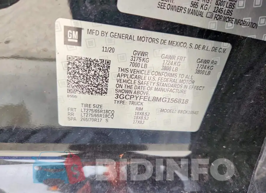 3GCPYFEL8MG156818 Photo# 12
