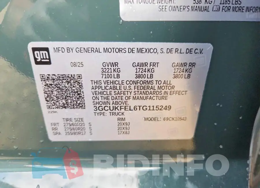 3GCUKFEL6TG115249 Photo# 13