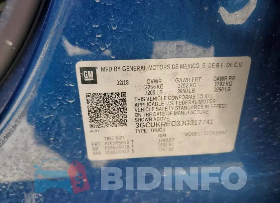 3GCUKREC3JG317741 Photo# 12