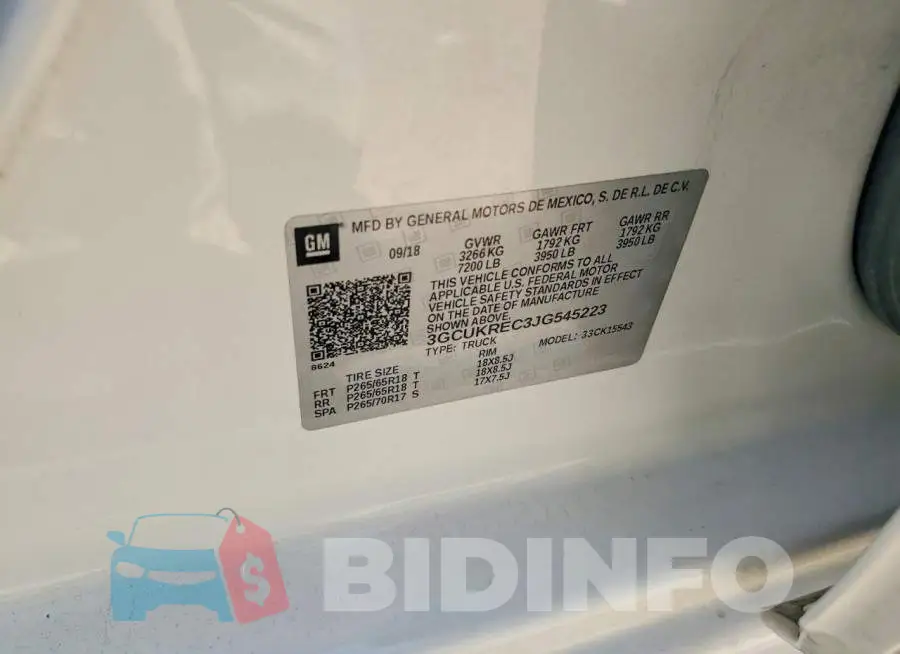 3GCUKREC3JG545223 Photo# 12