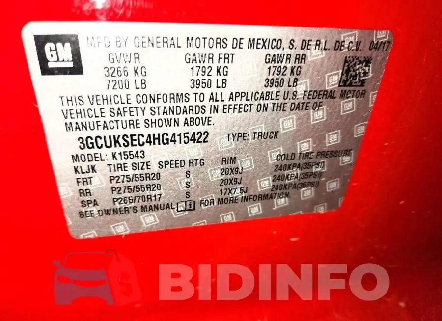 3GCUKSEC4HG415422 Photo# 12