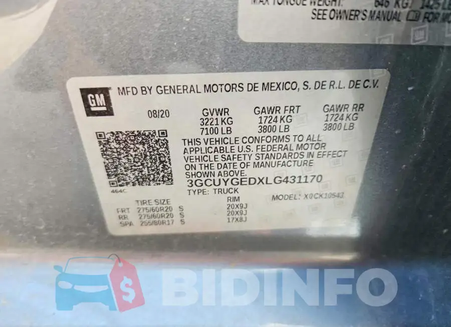 3GCUYGEDXLG431170 Photo# 12