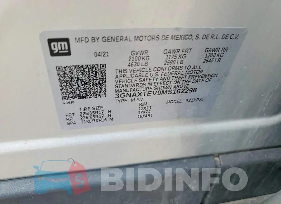 3GNAXTEV9MS162298 Photo# 13